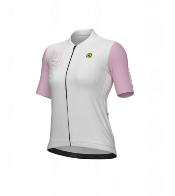 Letný cyklistický dres Alé Cycling Follow Me PR-E dámsky biely/ružový