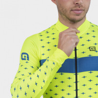 Zateplený cyklistický dres pánsky Ale Cycling PR-R Stars žltý/modrý