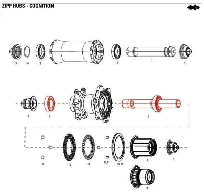 11.2018.032.002 - ZIPP AXLE WITH BEARINGS REAR COGNITION NSW Množ. Uni