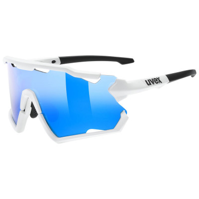 Športové slnečné okuliare Uvex Sportstyle 228 biele/modré + transparentné sklo Cat. 0