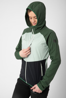 2117 of Sweden VASSBACKEN dámská ultralight softshellová bunda s kapucí, forest green