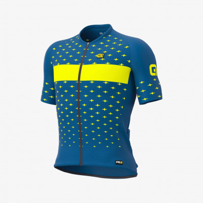 Letný cyklistický dres pánsky Alé PRR Stars modrý/žltý