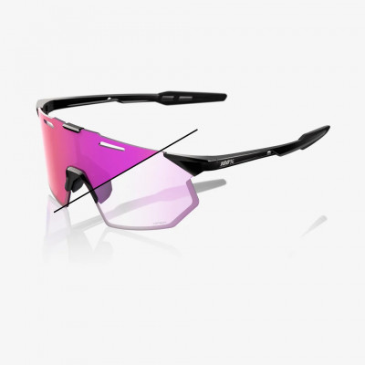 Cyklistické okuliare 100% Hypercraft SQ - Gloss Black - Photochromic Purple Mirror