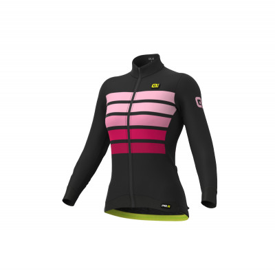 Zateplený cyklistický dres dámsky Alé PR-R Sombra Wool Thermo čierny/ružový