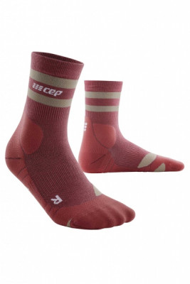 Vysoké kompresné outdoorové ponožky CEP Merino ružové