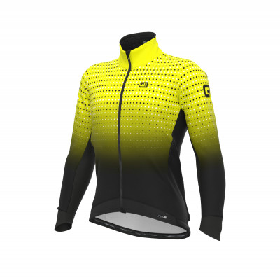 Zimná cyklistická bunda pánska Alé PRS Bullet DWR Stretch čierna/fluo žltá