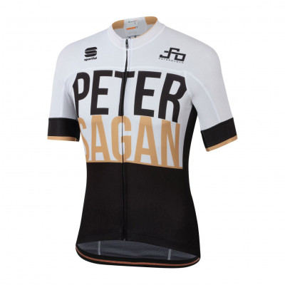 Letný cyklistický dres pánsky Sportful SAGAN LOGO BodyFit TEAM biely/čierny