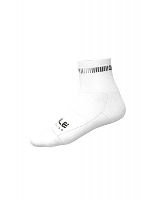 Letné cyklistické ponožky Alé Cycling Logo Q-Skin Socks biele/čierne