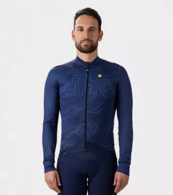 Zateplený cyklistický dres pánsky Alé Cycling Top PR-E modrý