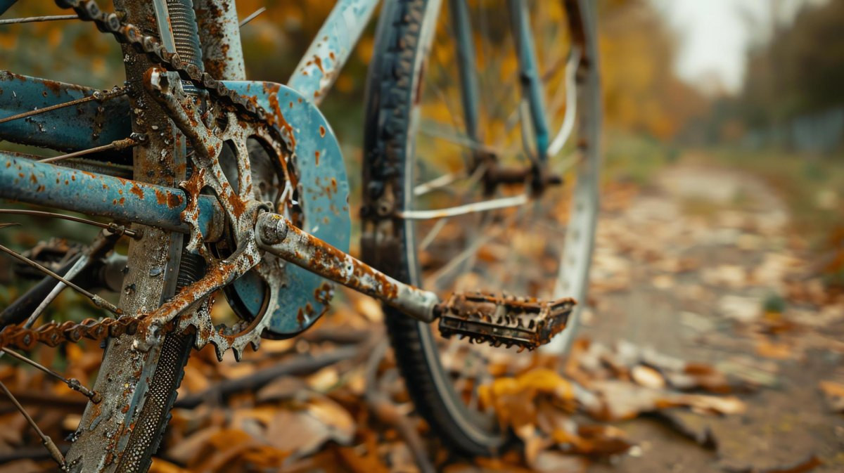 Hrdzavý bicykel v lese