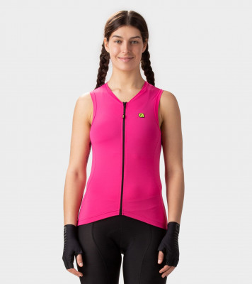 Letný cyklistický dámsky dres bez rukávov Alé Cycling Solid Color Block Lady ružový