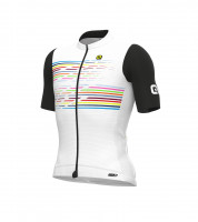 Letný cyklistický dres pánsky Alé Cycling PR-S Logo biely/čierny
