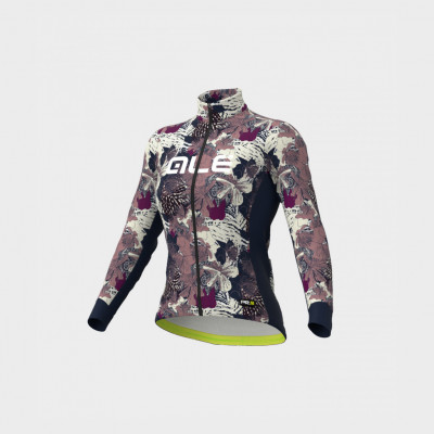 Zateplený cyklistický dres Ale Cycling dámsky PR-R Amazzonia ružový/béžový