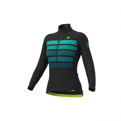 Zateplený cyklistický dres dámsky ALÉ PR-R Sombra Wool Thermo čierny/zelený
