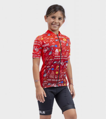 Letný cyklistický dres detský Alé Kids Vibes červený