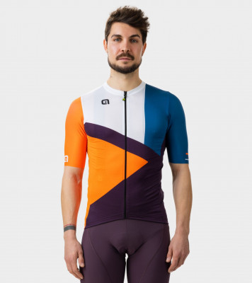 Letný cyklistický pánsky dres Alé Cycling Solid Next biely/modrý/oranžový