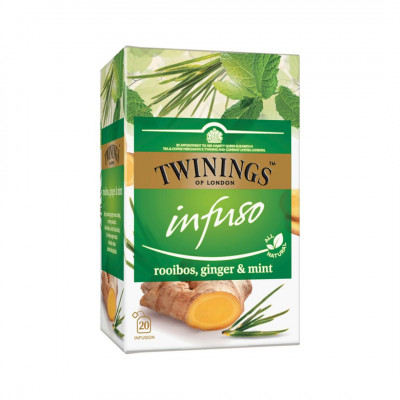 Twinings bylinný čaj Infuso Rooibos, Zázvor & Mäta 20x2 g