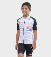 Letný cyklistický dres detský Alé Kids Logo biely