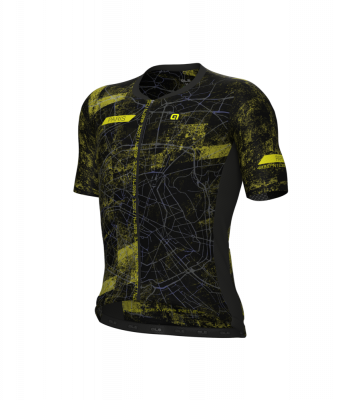 Letný cyklistický dres pánsky Alé Cycling PR-E Town čierny/žltý