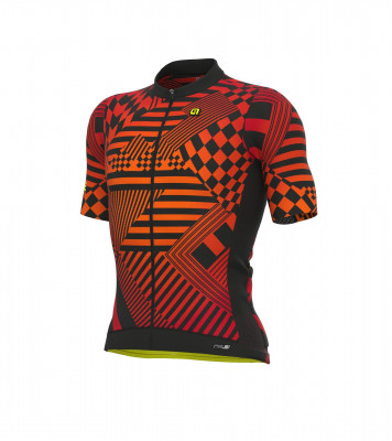 Letný cyklistický dres pánsky Alé Cycling PR-S Checker oranžový