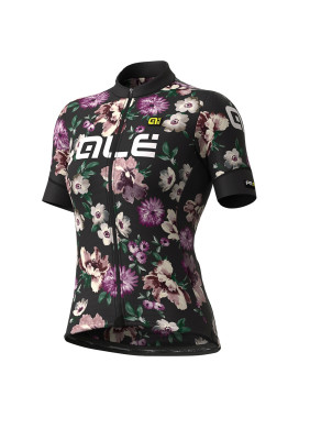 Letný cyklistický dres dámsky ALÉ GRAPHICS PRR FIORI LADY - čierny kvetovaný Letný cyklistický dres dámsky ALÉ GRAPHICS PRR FIORI LADY - čierny kvetovaný