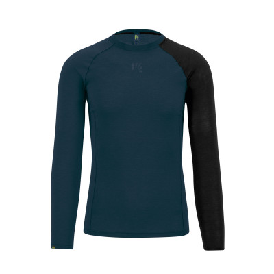 Outdoorové tričko pánske Karpos Dinamico Merino 130 s dlhým rukávom Midnight/Black modré