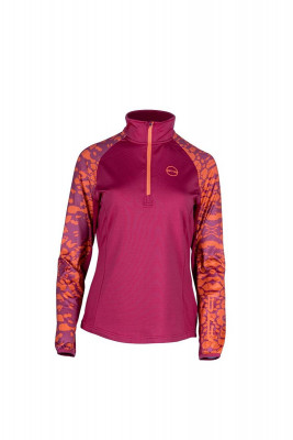 GTS 215032L  dámské sportovní triko s dlouhým rukávem, 1/2 zip, Berry