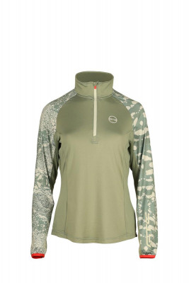 GTS 215032L  dámské sportovní triko s dlouhým rukávem, 1/2 zip, Khaki