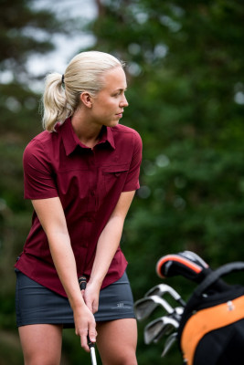 IGELFORS - Dámská outdoorová košile s krátkým rukávem - Wine red