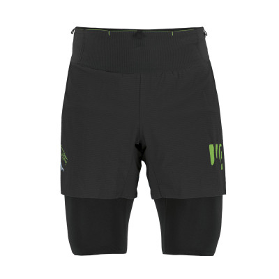 Bežecké krátke nohavice s vnútornými boxerkami pánske Karpos Cengia čierne/zelené