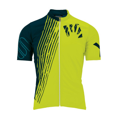 Letný cyklistický dres pánsky Karpos Green Fire MTB žltý/modrý/zelený