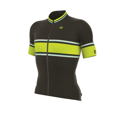Letný cyklistický dres pánsky ALÉ PRR 2.0 SPEEDFONDO čierny/žltý