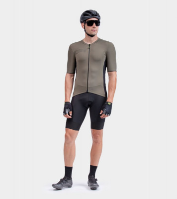 Letný cyklistický pánsky dres Alé Cycling Solid Color Block hnedý
