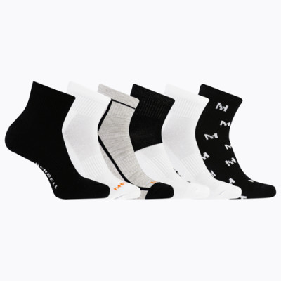 Merrell ponožky MEA33695Q6B2 BKAST RECYCLED CUSHION QUARTER (6 packs) black assorted S/M