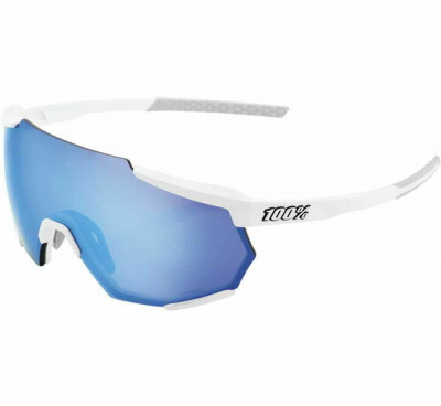 RACETRAP - Matte White - HiPER Blue Multilayer Mirror Lens