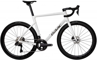 Cestný bicykel Isaac Boson Disc Mineral White 2024 Shimano 105 Di2 R7150 karbónový biely XL