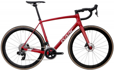Cestný karbónový bicykel s kotúčovými brzdami Isaac Vitron Lava Red 2023 Shimano Tiagra červená veľkosť M