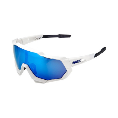 Speedtrap - Matte White - HiPER Blue Multilayer Mirror Lens