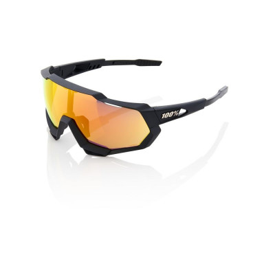 Cyklistické okuliare 100% Speedtrap Soft Tact Black - Hiper Red Multilayer Mirror Lens čierne/oranžové