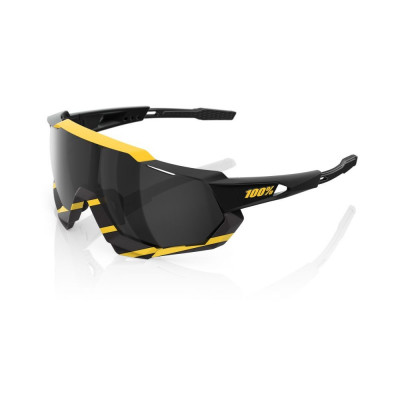 Cyklistické okuliare 100% Speedtrap Soft Tact Hazard, Black Mirror Lens čiene/žlté