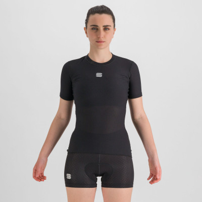 Zimné cyklistické funkčné tričko s krátkym rukávom dámske Sportful BodyFit Pro čierne