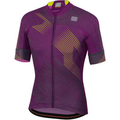 Letný cyklistický dres pánsky Sportful Bodyfit Team 2.0 Faster purpurový/žltý fluo