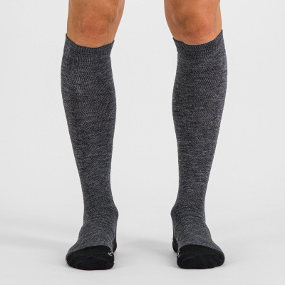 Sportful EXTRA WARM WOOL LONG PONOŽKY čierne/tmavosivé