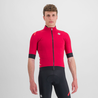 Zimná cyklistická bunda s krátkym rukávom pánska Sportful Fiandre Pro tmavoružová