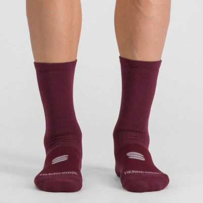 Zimné cyklistické ponožky Sportful Merino Wool bordové