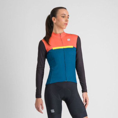 Sportful PISTA THERMAL dámsky dres teal blu corallo black cedar