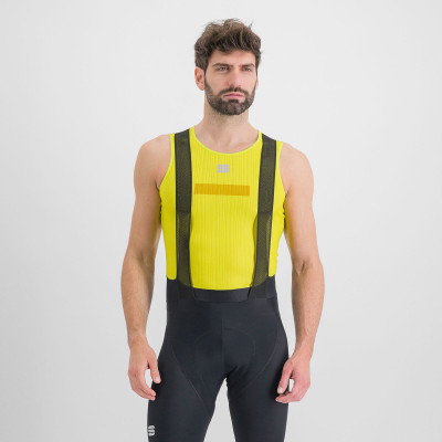 Letné pánske cyklistické funkčné tričko bez rukávov Sportful Pro Baselayer žlté