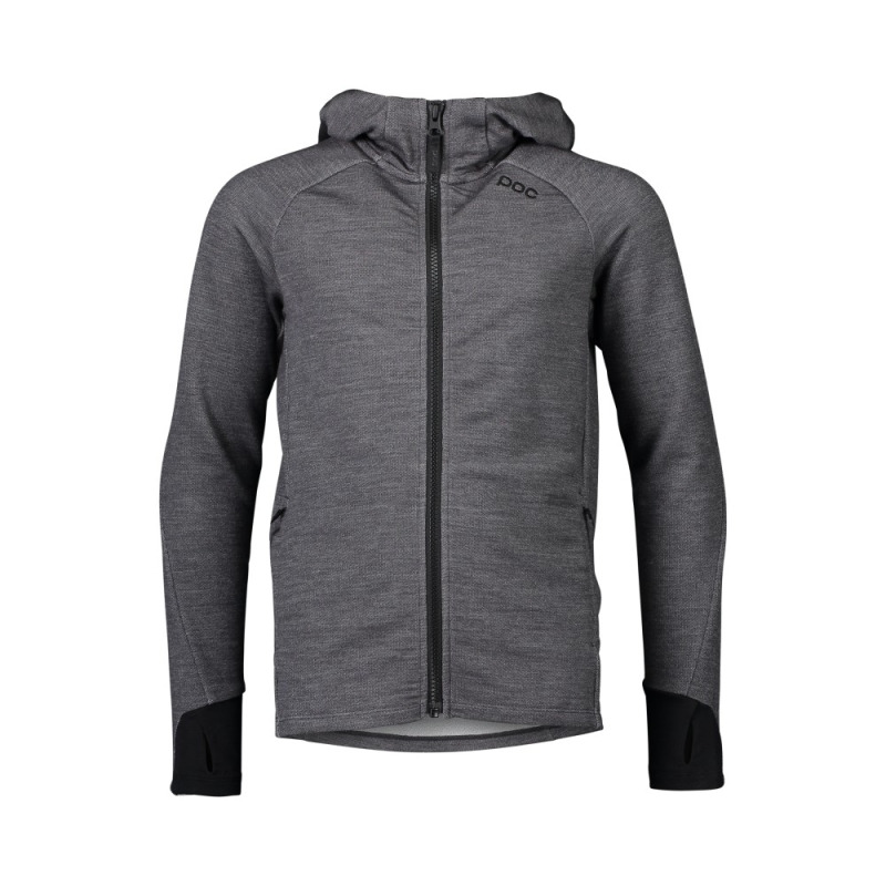 Merino Zip Hood Jr Sylvanite Grey Melange