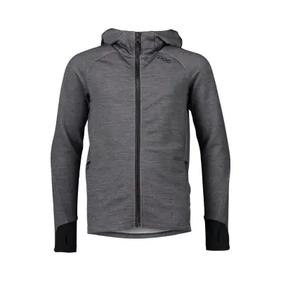Merino Zip Hood Jr Sylvanite Grey Melange