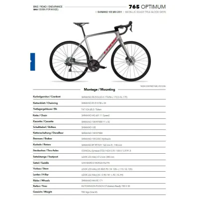 LOOK 765 Optimum 2 Disc Metallic Silver True Blood Satin 105 Mix 12 Shimano Wh-RS171